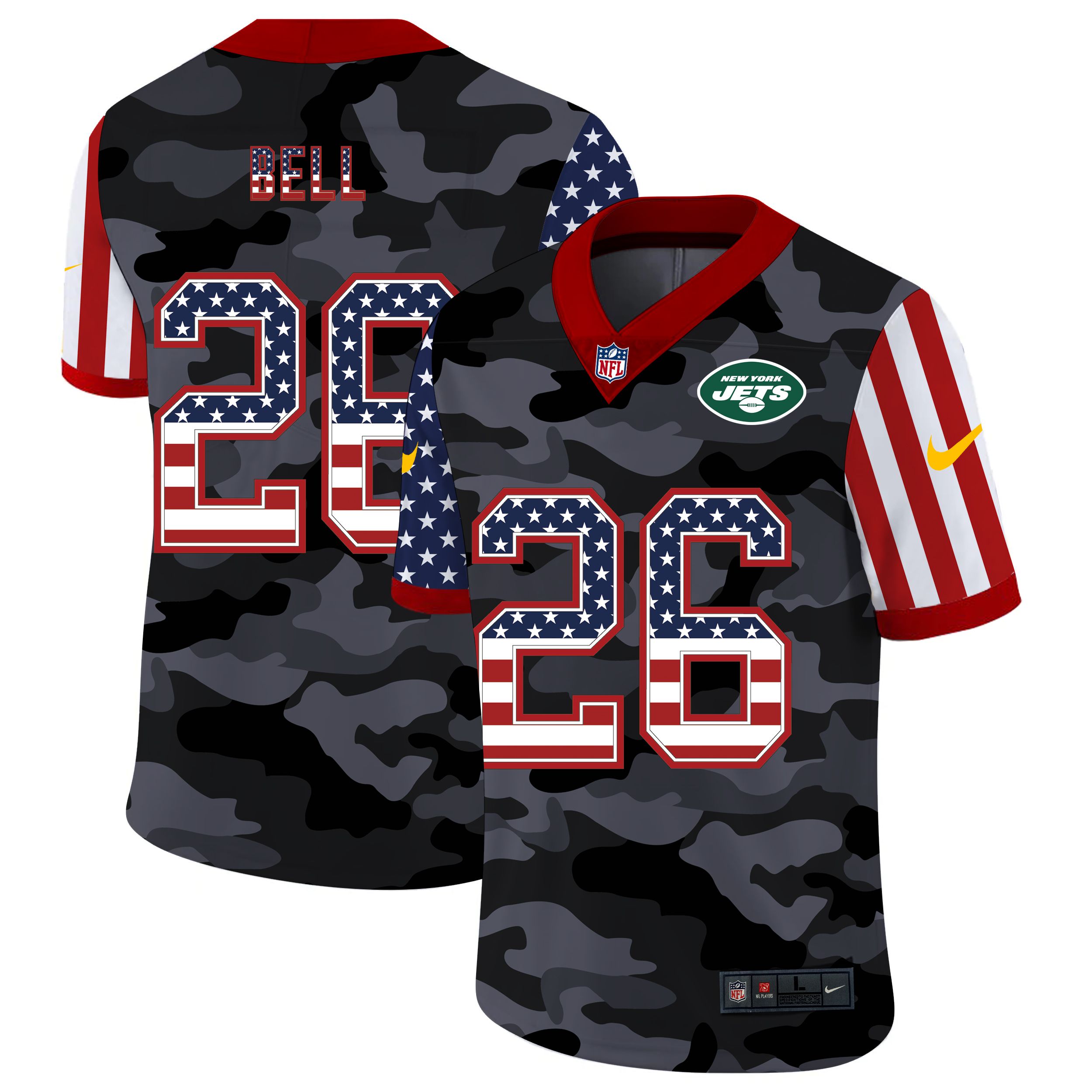 Men New York Jets #26 Bell 2020 Nike USA Camo Salute to Service Limited NFL Jerseys->chicago bears->NFL Jersey